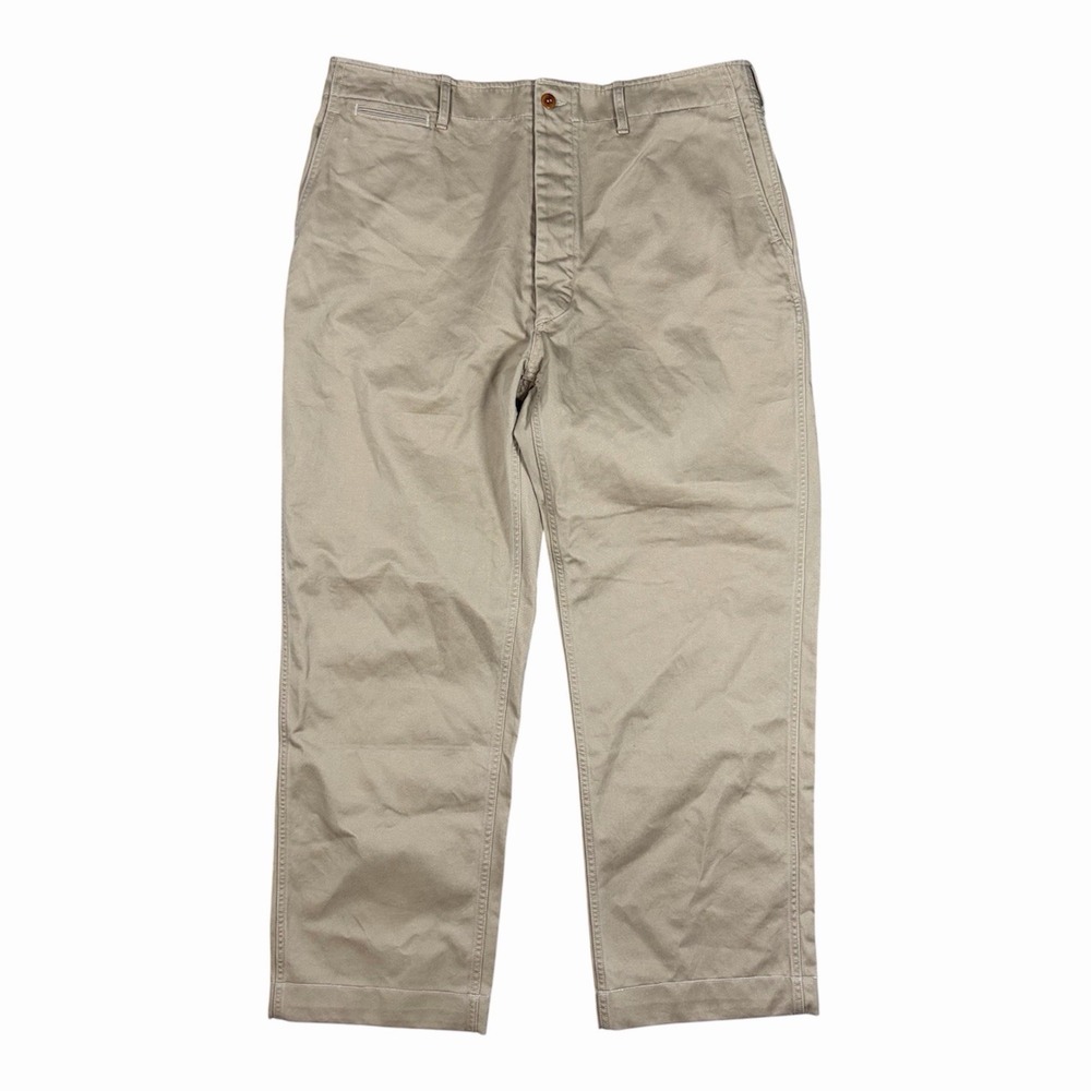 Buck Mason Officer Pants 38x30 Chino Khaki 9.5oz Service Twill Button Fly EUC